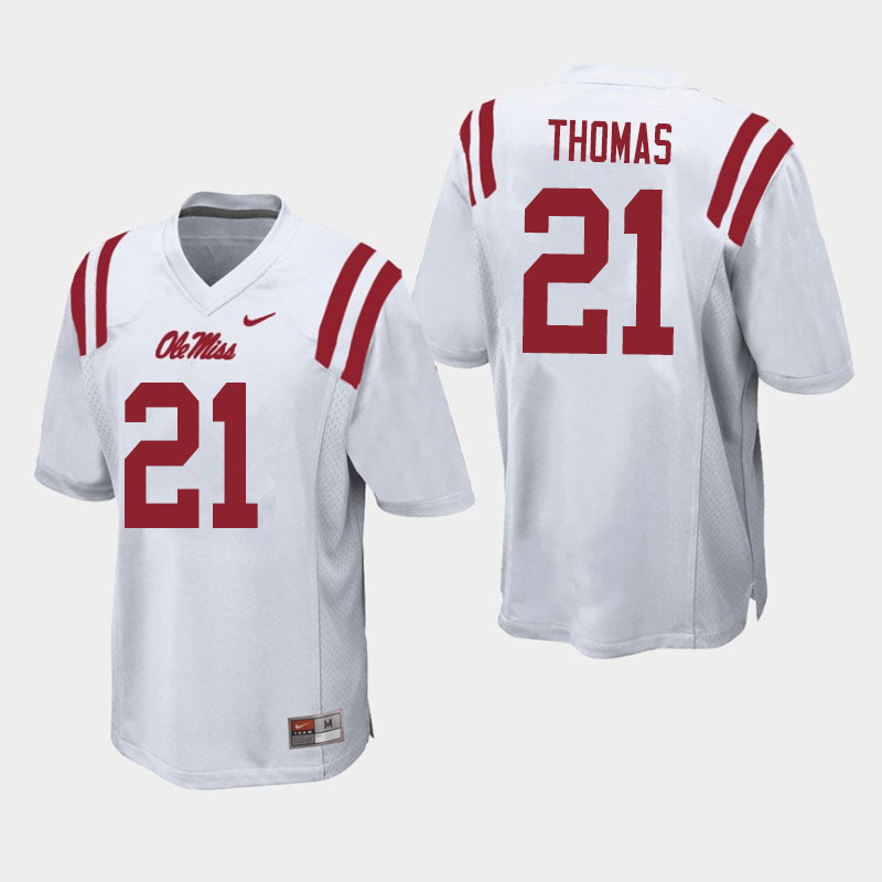 Damarcus Thomas Ole Miss Rebels NCAA Men's White #21 Stitched Limited College Football Jersey JXB2258MO